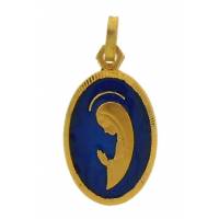 Medaille O.L.V. Modern - 20 X 13 mm - Met Verg + Email Blauw 