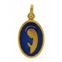 Médaille Vierge Moderne - 20 X 13 mm - Métal Doré + Email