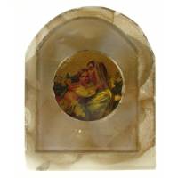 Cadre 12 Cm Vierge Et Enfant Blanc-Or Z