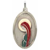 Médaille Vierge - 28 mm - Métal Argenté + Email