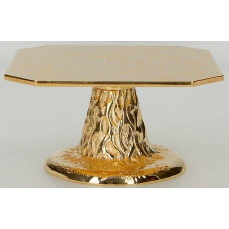 Socle doré pour ostensoir - 13 x 13 cm - H 8 cm