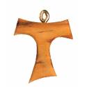 Croix Tau s/cordon - 25 mm - Bois d'olivier