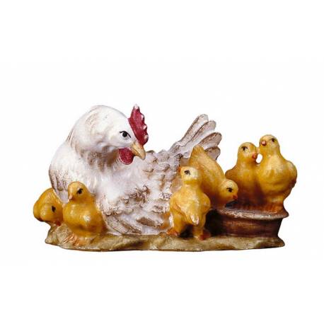 Kip+kuikentje : houtsnijwerk kerstgroep Ulrich 15 cm 