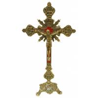 Croix sur base - 23 cm - Métal Doré