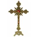 Croix sur base - 32 cm - Métal Doré