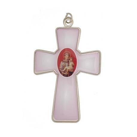 Croix Berceau St Antoine - 10 X 6.6 cm - Rose