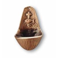Wijwatervat Kruis + Vis Brons 10 Cm 