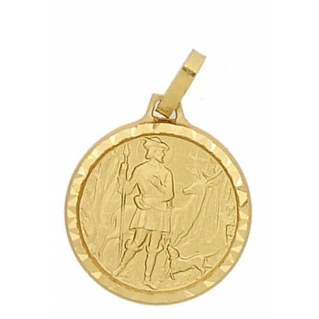 Médaille St Hubert - 16 mm - Métal Doré