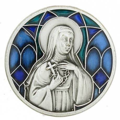 Méd. Aimantée - Ste Rita - 30 mm - Email Bleu