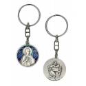 Porte-Clefs - Ste Rita + St Christophe - 30 mm - Email Bleu