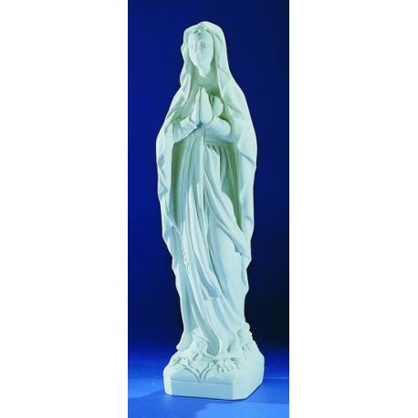 N.D. de Lourdes - 106 cm - "marbre" blanc
