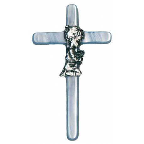 Croix berceau - 10 cm - Bleu / Garçon