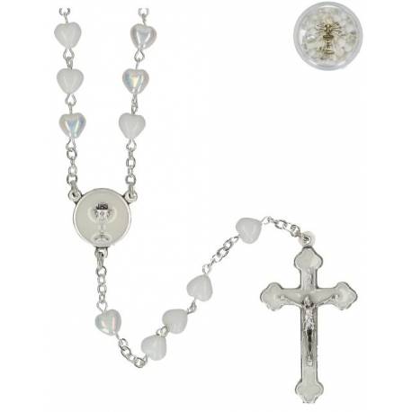 Chapelet - Blanc irisé - Bte Communion