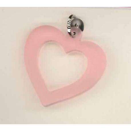 Pendentif sur cordon - Coeur rose