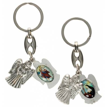 Porte-Clefs Ange Ste Rita / St Christophe 90 X 20 Mm