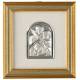 Cadre 12 X 12 Cm Deux Anges + Enfant Argent Bilaminé