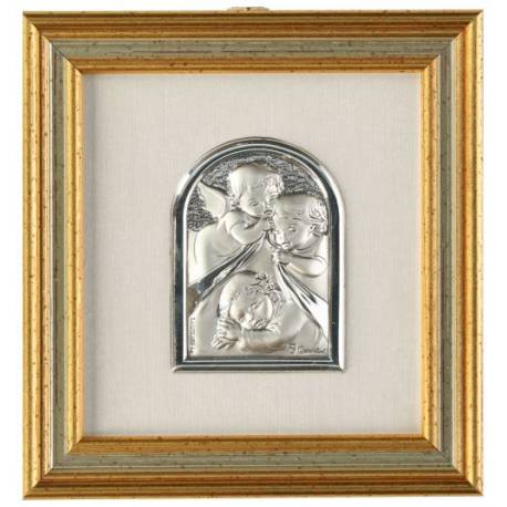 Kader 12 X 12 Cm Twee Engelen + Kind Verzilverd 