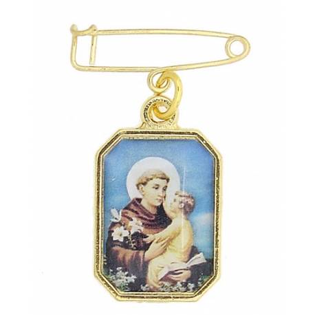 Broche + Médaille St Antoine - Métal doré