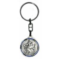 Sleutelhanger - H Kristoffel / 30 mm - Email Blauw 