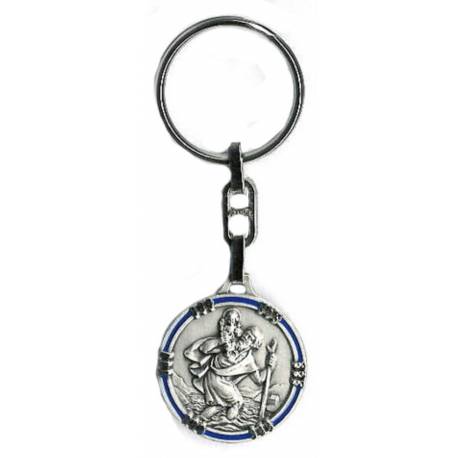Sleutelhanger - H Kristoffel / 30 mm - Email Blauw 