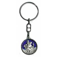Sleutelhanger - H Kristoffel / Kom goed thuis 26mm - Email Blauw 