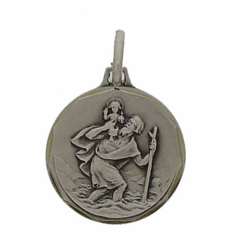 Medaille H Kristoffel - 16 mm - Metaal Verzilverd 