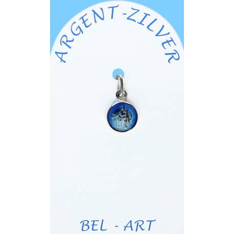 Medaille Zilver - Scapulier 8 mm - Blauw 