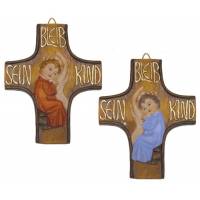 Croix Berceau - 13 cm - Texte Allem "Bleib Sein Kind"