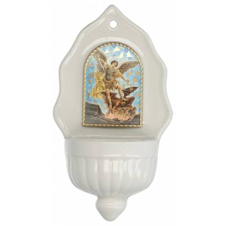 Bénitier - St Michel - Porcelaine 16 x 9 cm