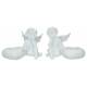 Ange assis + coeur + chauffe-plat - 12 X H9 cm - 2 / set