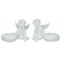 Ange assis + coeur + chauffe-plat - 12 X H9 cm - 2 / set