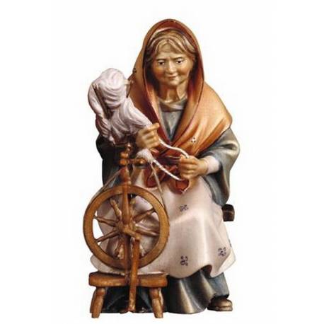 Femme Au Rouet : crèche de Noël en bois Ulrich 15 cm