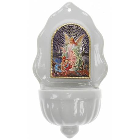 Bénitier - Ange Gardien - Porcelaine 16 x 9 cm