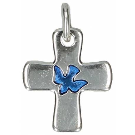 Kruisje 16 X 13 mm - Duif - Email Blauw 