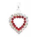 Medaille Coeur Strass Blancs-Rouges 20 X 18 Mm