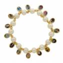Armband/elastiek - 14 medailles - wit 