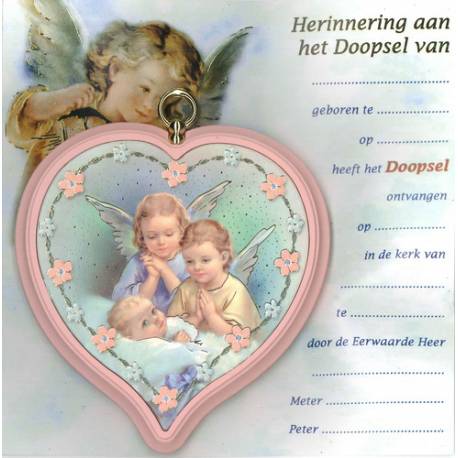 Cadre 9 X H9 cm - Herinnering aan het Doopsel - Rose