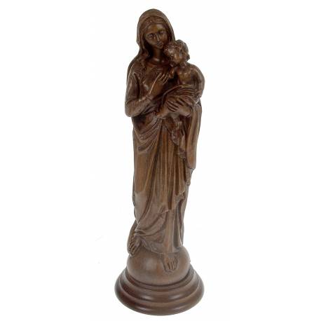 Statue 20 cm - Vierge et Enfant / Base Bois