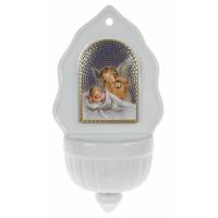 Bénitier - Ange Lanterne - Porcelaine 16 x 9 cm