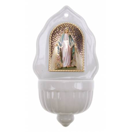 Bénitier - Miraculeuse - Porcelaine 16 x 9 cm