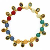 Armband/elastiek - 14 medailles - missionaris 