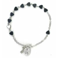 Armband-tientje - hematiet - hartjes 