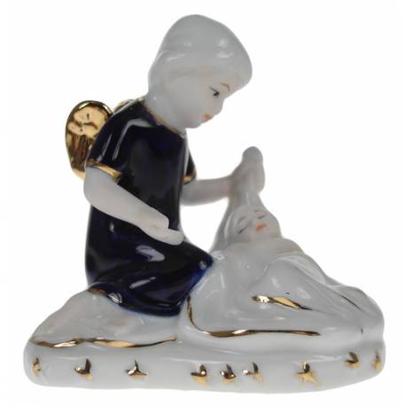 Statue 10 X 9 Cm - Ange + Enf-Jésus - Porcelaine