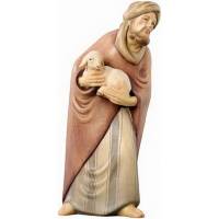 Houtsnijwerk Herder Met Schaap voor kerstfiguren van for nativity figurines of 10 cm / Gekleurd 