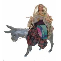 Santon Napolitain - 8 cm - Femme sur âne