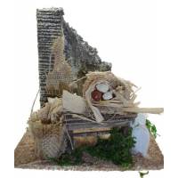 Santon Napolitain 08 Cm Decor Avec Sac De Paille 12X10x13cm