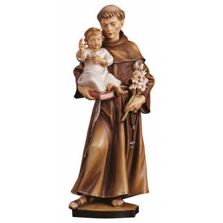 Statue en bois sculpté Saint Antoine 23 cm couleur