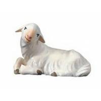 Houtsnijwerk Lam Liggend voor kerstfiguren van 16 cm/Gekleurd 