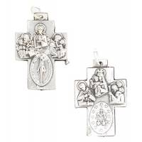 Croix Plurisaints - 24 mm - Métal argenté