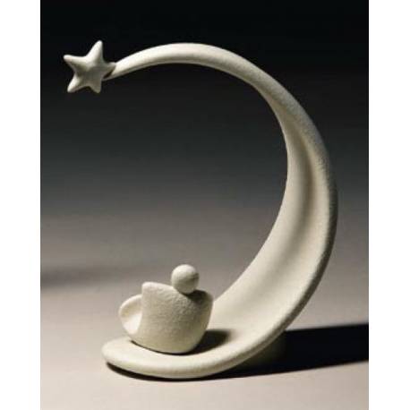 Nativité moderne en porcelaine blanche 16 x 23 cm